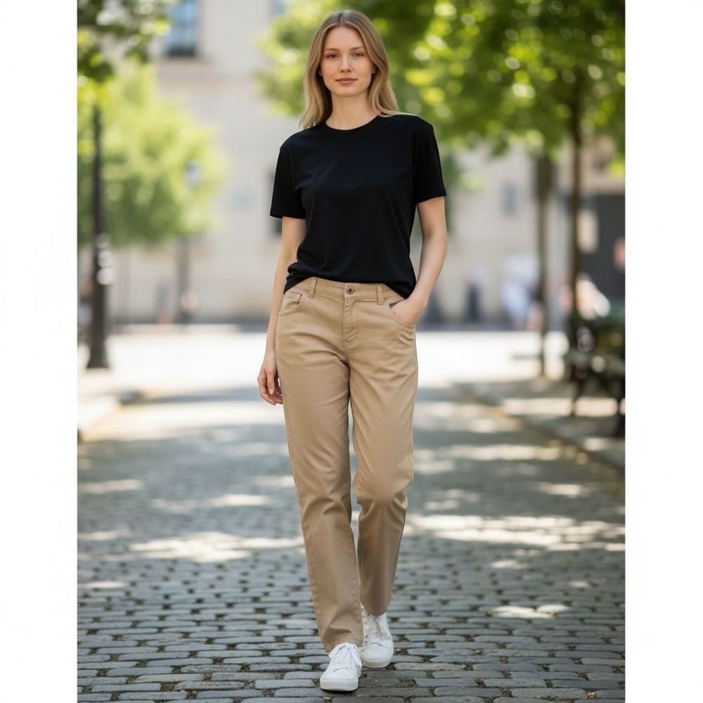 Gloria Vanderbilt Amanda Khaki Tapered Pants Womens 12 Short Tan High Rise Chino